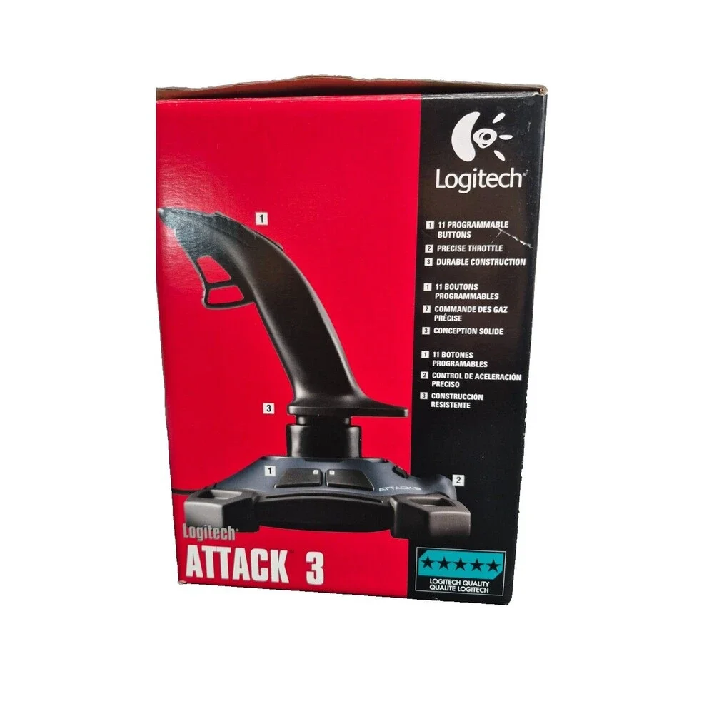 Logitech Attack 3 Joystick Programmable Weighted Base + 04 FLIGHT SIMULATOR CD'S